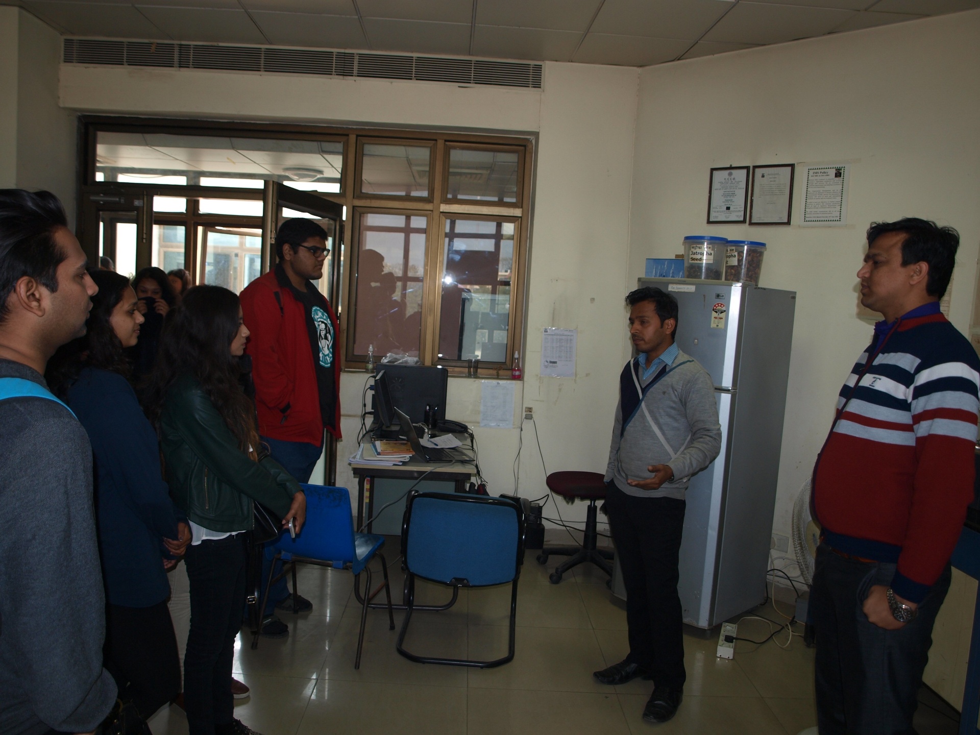 Amity students briefed by scientist at Biotech Park lab