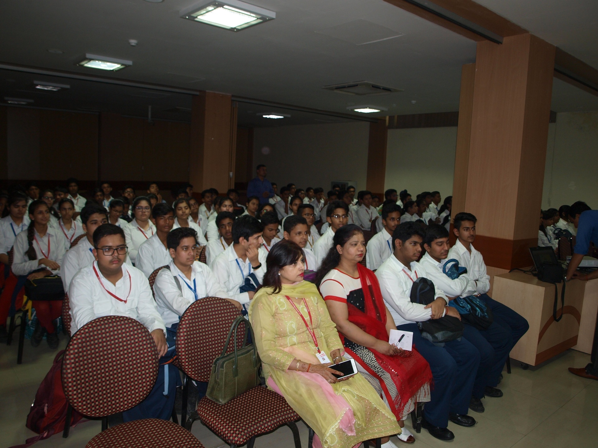 GD Goenka School students attending a session at Biotech Park auditorium
